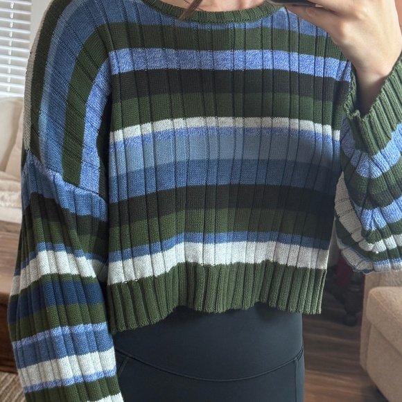Green & Blue Striped Sweater - Picture 4 of 5